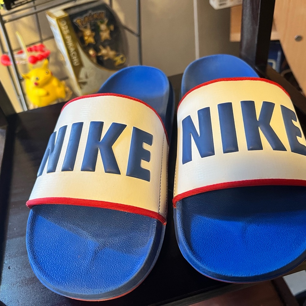 Nike Red and Blue Slides